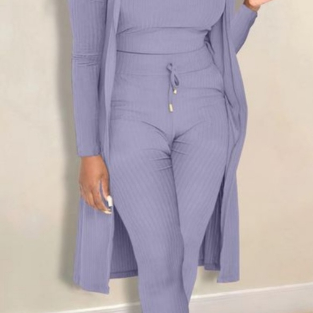 NWT Rib-knit Cardigan with Cami & Drawstring Pant Set - Picture 2 of 7